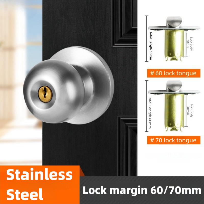 Round Aluminum Alloy Door Knob Lock Set Rotation Knobset with Key Metal Handle for Home Bathroom Bedroom