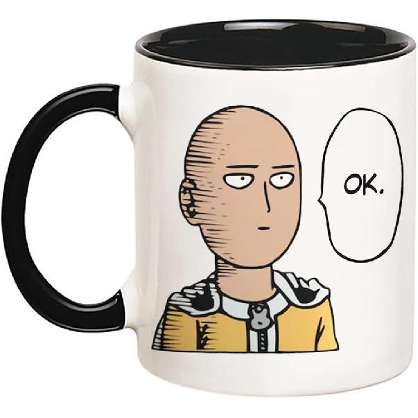 Fonhark -  Saitama One Punch Man Ok Ceramic Mug, Anime Coffee Cup, 11 Oz Novelty Coffee Mug/Cup