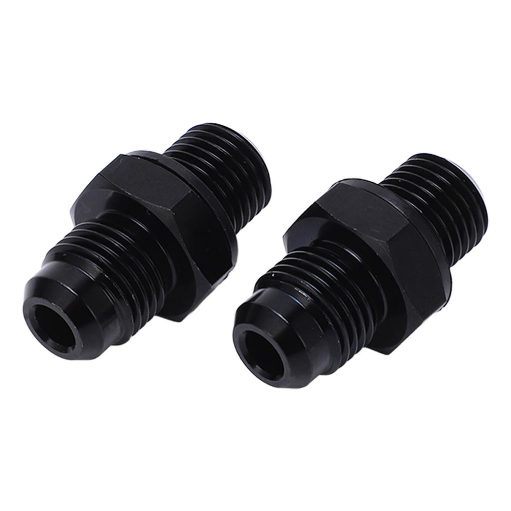 1Pair 6AN‑1 4NPS Transmission Oil Cooler Adapter Fitting Aluminium Alloy Rustproof BlackShort Type