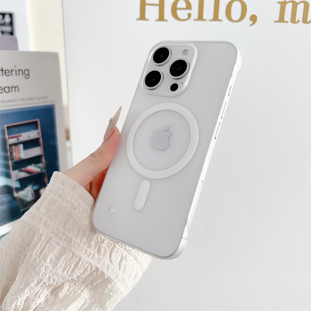Frameless Magnetic For Magsafe Slim Case For iPhone 17 16 11 12 13 14 15 Pro Max Matte Translucent Borderless Protective Cover