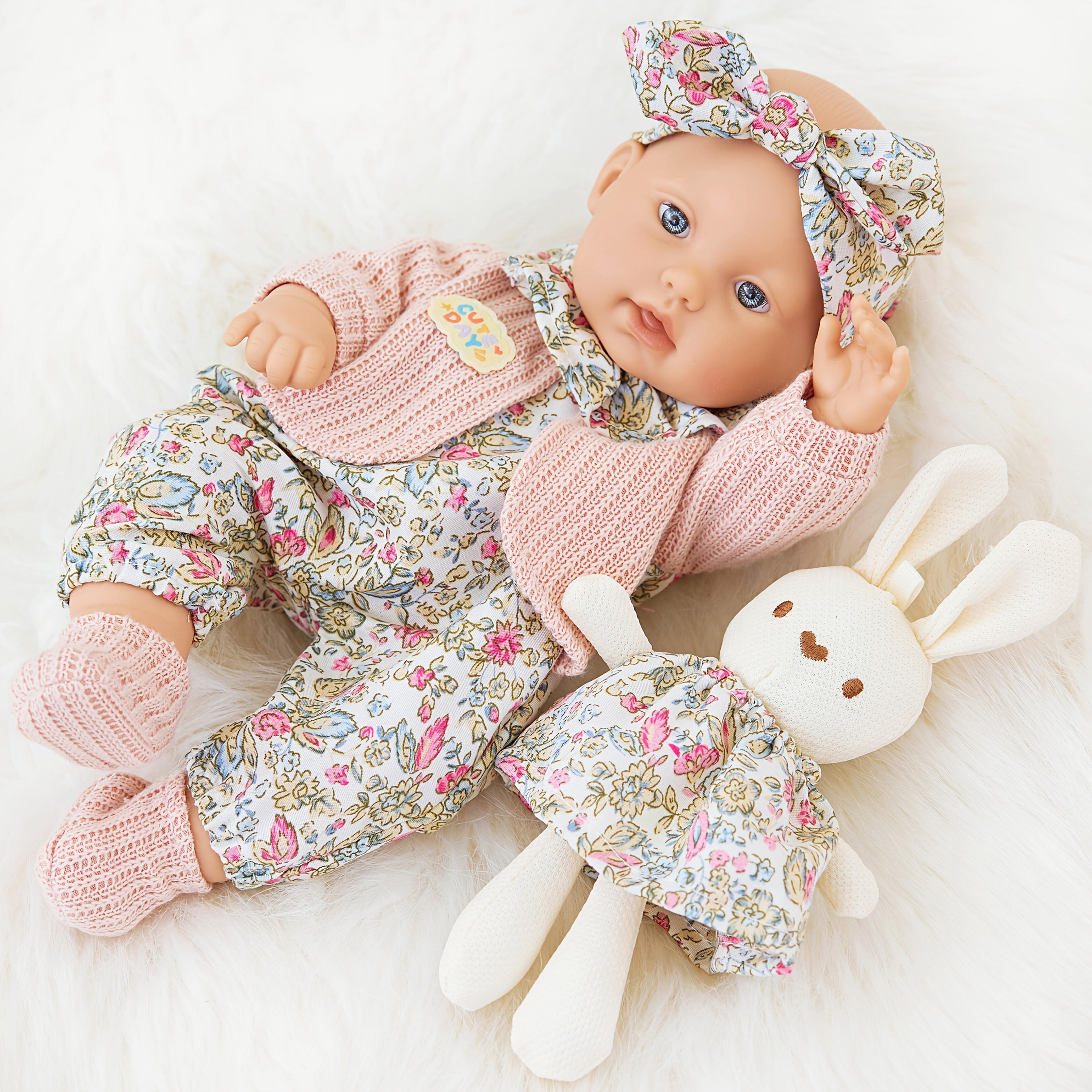 

30CM Reborn Baby Doll Soft Polyester Washable Soothing Toy Realistic Vinyl Full Body Holiday Gift for Kids Lifelike розовый
