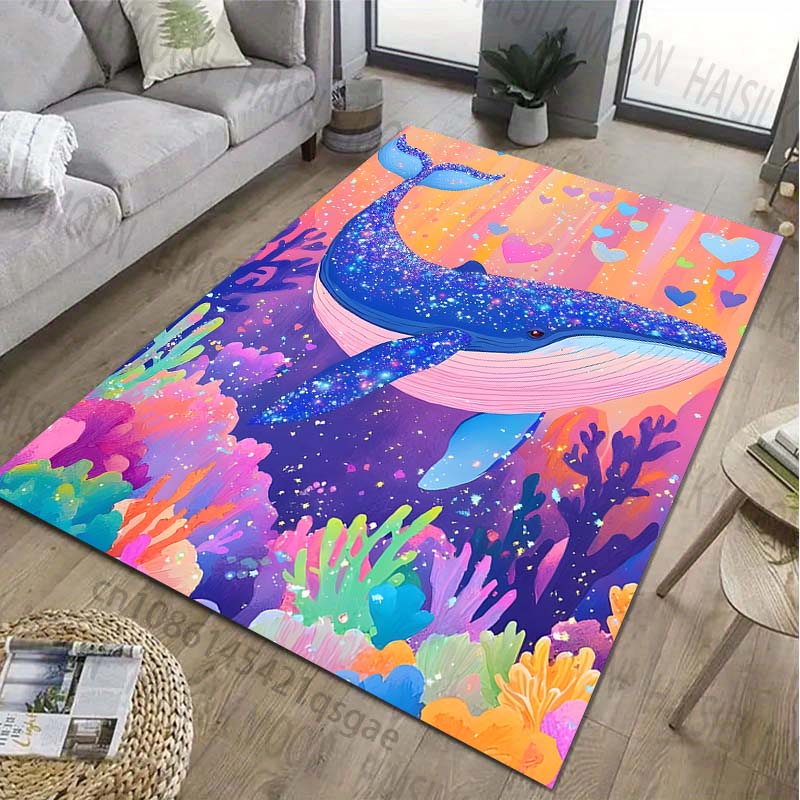 Dream Whale Printed Carpet for Living Room Bedroom Bedside Bathroom Floor Mat Area Rugged Sofa Mat Home Decor Luxury Gift