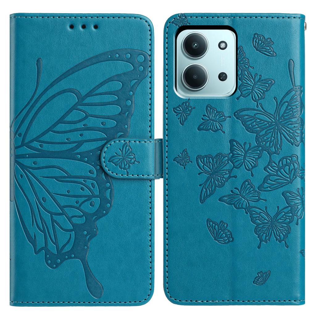 For Xiaomi Redmi 15C 4G (171mm) Case Butterfly Imprinted Wallet Stand PU Leather Flip Phone Cover with Strap