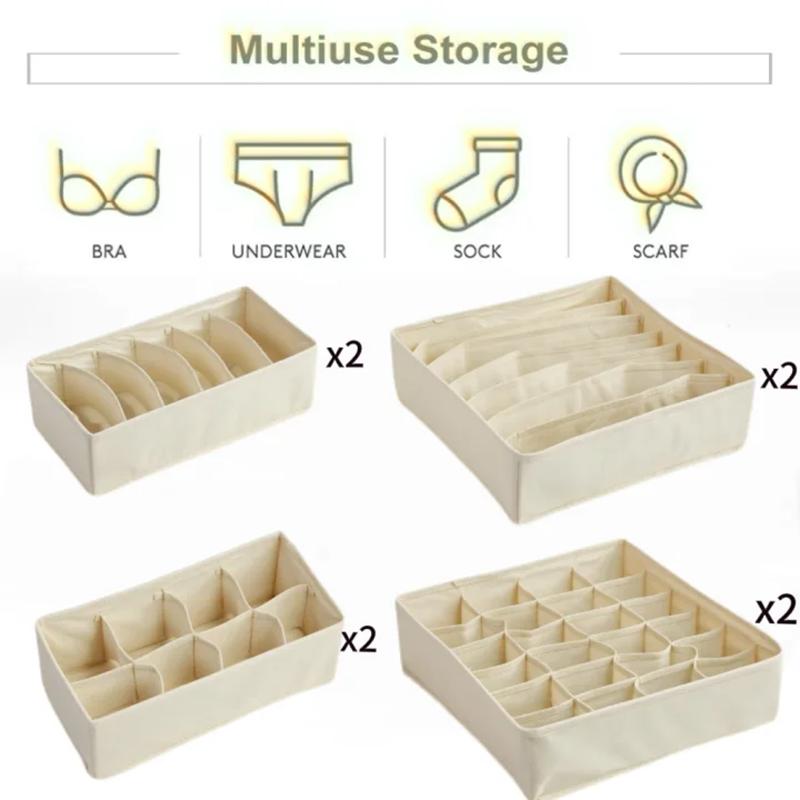 Socks Underwear Organizer Storage Box Washable Odorless Storage Box Drawer Organizer for Lingerie Bras Socks Leggings Organizers