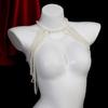 Modern Faux Pearls Body Necklace for Women Adjustable Strap Shoulder Chain Great for Celebrations and Day To Day Fashion