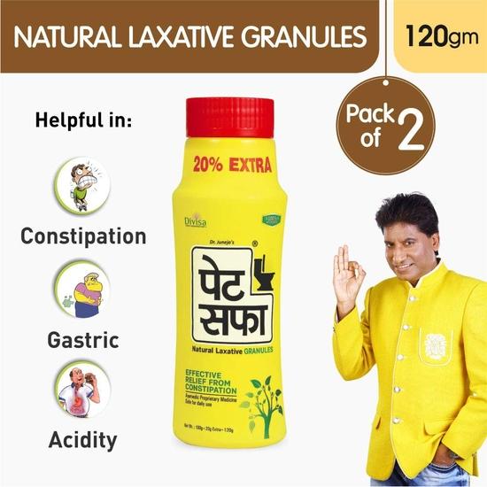 Pet Saffa Granules | Natural Laxative | Constipation Relief | Relief from disgetive problems like Acidity, Gas & Bloating - 120 Gram (Pack Of 2)