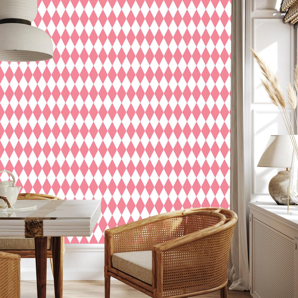 Harlequin Rhombus Coral Wallpaper, Coral Background for Living Room and Bedroom 50x1000