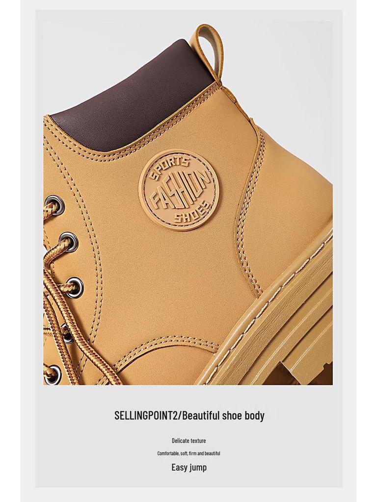 Men's Retro British-Style High-Top Martin Boots - Autumn Yellow Edition