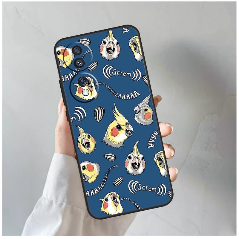 Cartoon Cockatiel Collage For Honor Magic 5 6 7 8 Pro Case For Honor 200 400 Lite 50 70 90 X8c X8b X9a X9b X9c X9d Win