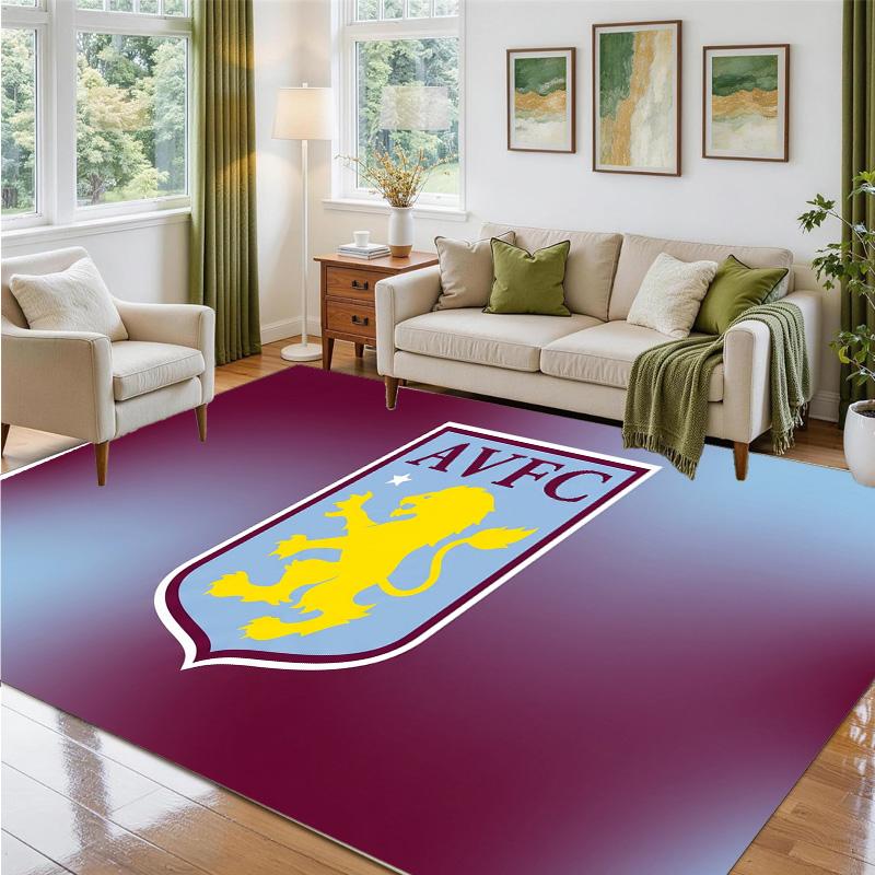 Aston Villa Fußball Design Kristall Samt Teppich Weiche Dekorative Matte für Schlafzimmer Eingang