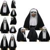 Terrifying The Nun Horror Mask Valak Scary Full Face Design With Headscarf