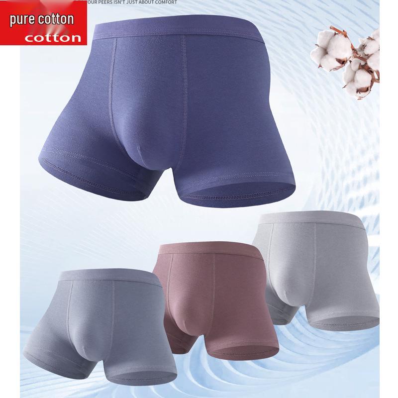 Men's Seamless Mid-Rise Cotton Boxer Briefs - Breathable, Solid Colors, Plus Size