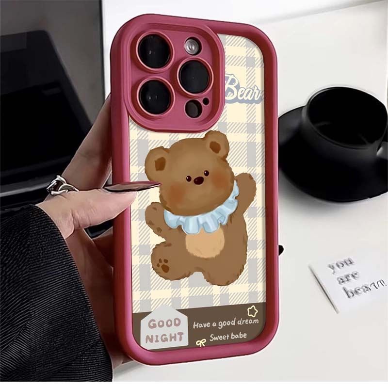 Bib little brown bear iPhone17Promax mobile phone case ladder is suitable for Apple 16promax all-inclusive Tianyan 15.