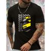 European Sizes Helmet Racing-Themed Printed Men's T-Shirt, Motorsport Culture Style Design, Suitable for Racing Enthusiasts' Daily Wear