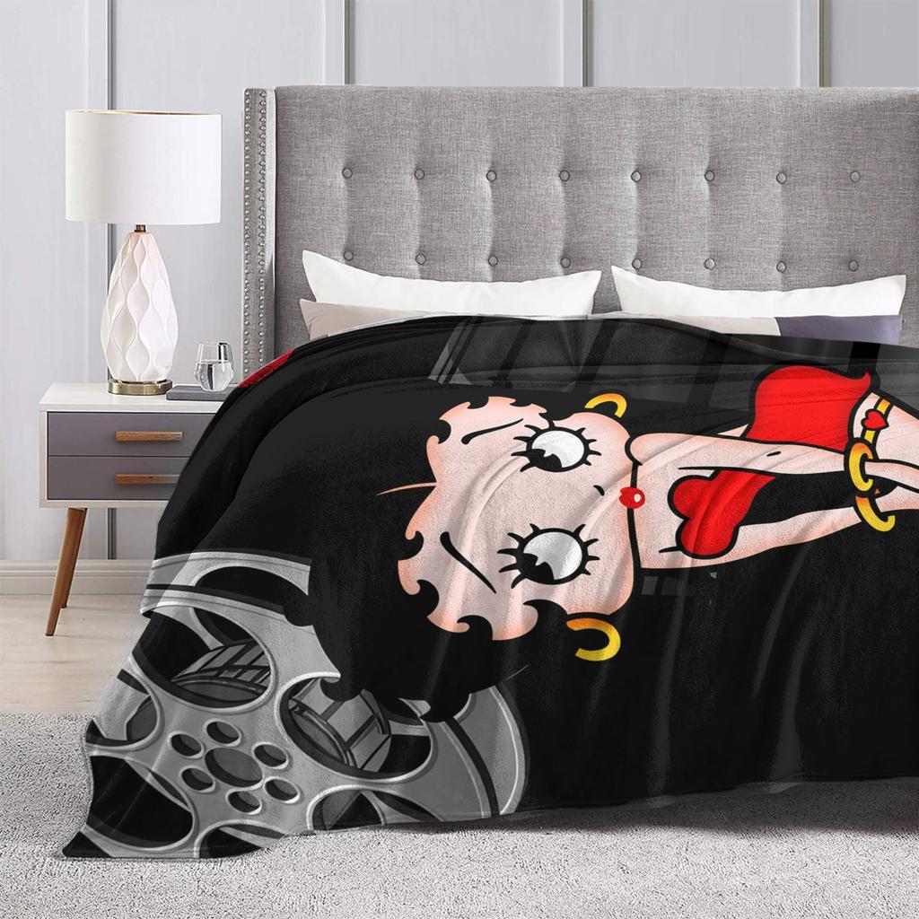 Warm Blanket Airplane Travel B-Bettys Boops Bedding Throws  Flannel Bedspread For Home Decor Graphic Sofa Bed Cover
