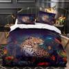 Sada povlaku na přikrývku s divokými zvířaty King Queen Twin Full Size 3D tisk Tygr Lev Leopard Zvíře Polyesterová ložní sada pro Děti Chlapce Teenagery