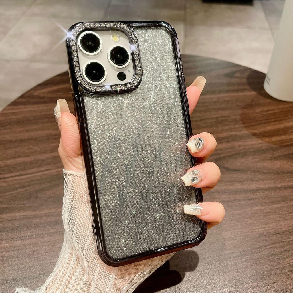 Rhinestone Checkered Gradient Glitter Is Suitable for IPhone 15Promax Phone Cases, IPhone14 Electroplated Anti-drop Full Package 13