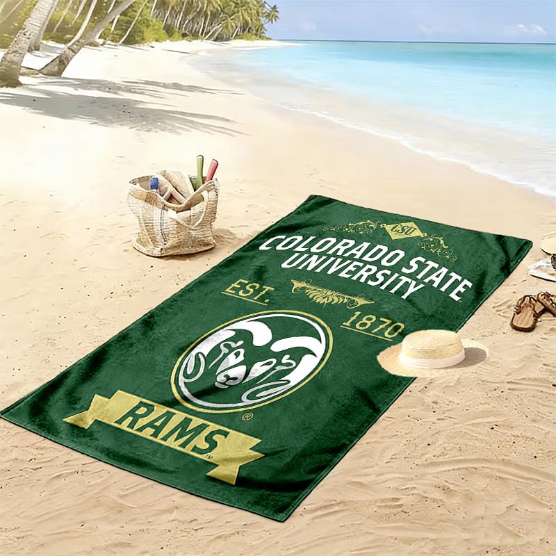 Colorado State Rams Print Beach Towel, Large Soft Quick Dry Towel for Beach Camping Swimming