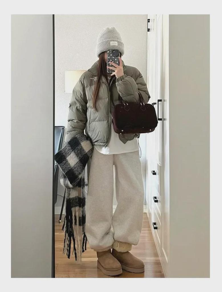 Damen Graue Lammleder Jogginghose - Herbst/Winter 2025 Neu Locker Lässig Weitbein plus Verdickte Knöchelhose.