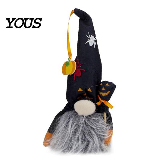 Halloween Plush Gnome Decorations Light Up Decoration, Spooky Orange Black Swedish Tomte Elf Figurine, Stuffed Fabric Figurines Cute Glowing