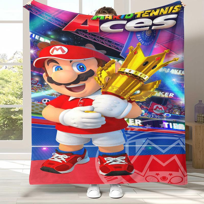 Retro M-Mario Bros Game Cartoon Flannel Blanket,Ultra Soft Warm Plush Throw for Home Bedroom Bed Sofa Cover Camping Picnic gift