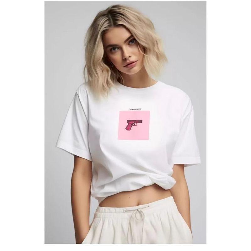 Western Style Fashion Casual Loose Print Short Sleeve T-shirt Top Printed Cotton T-shirt Top