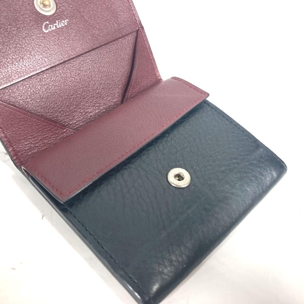 CARTIER Must de Line logo Wallet Coin Compartment coin purse Leather Black