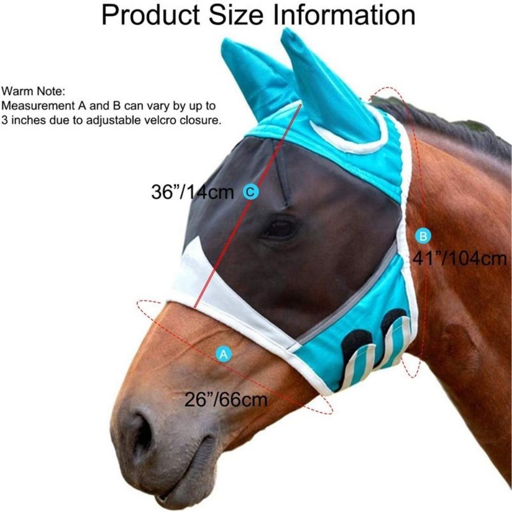 Adjustable Horse Fly Mask Professional Anti-Flyworms Mask Horse Face Cover Riding Gear