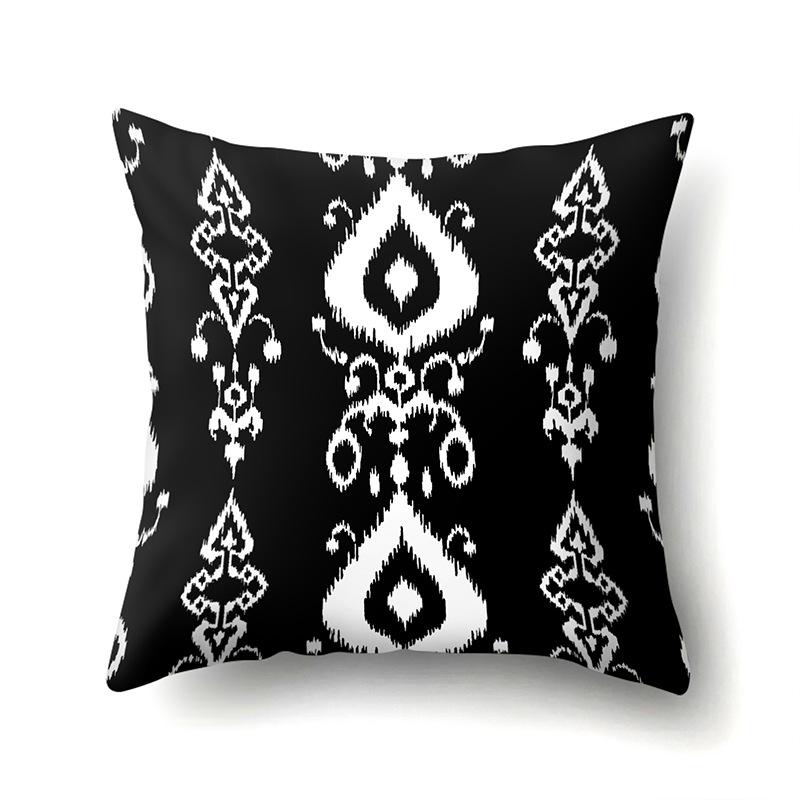 Polyester Pillowcase Peach Leather Velvet Black and White Geometric Printed Pillowcase Waist Cushion Cover Bedside Cushion Cover Bedside Cushion Cover