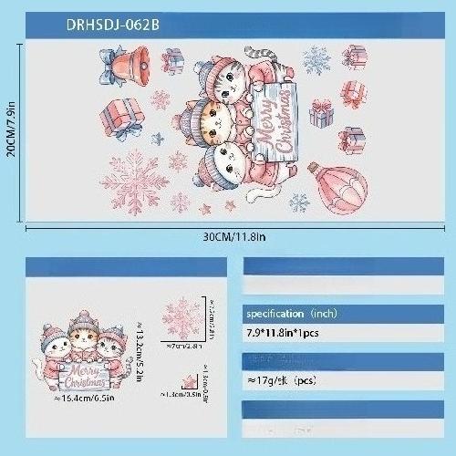 Natale Blu Pupazzo di Neve Adesivi per Finestra Babbo Natale Uccello Fiocco di Neve Alce Ornamenti Buon Natale Felice Anno Nuovo