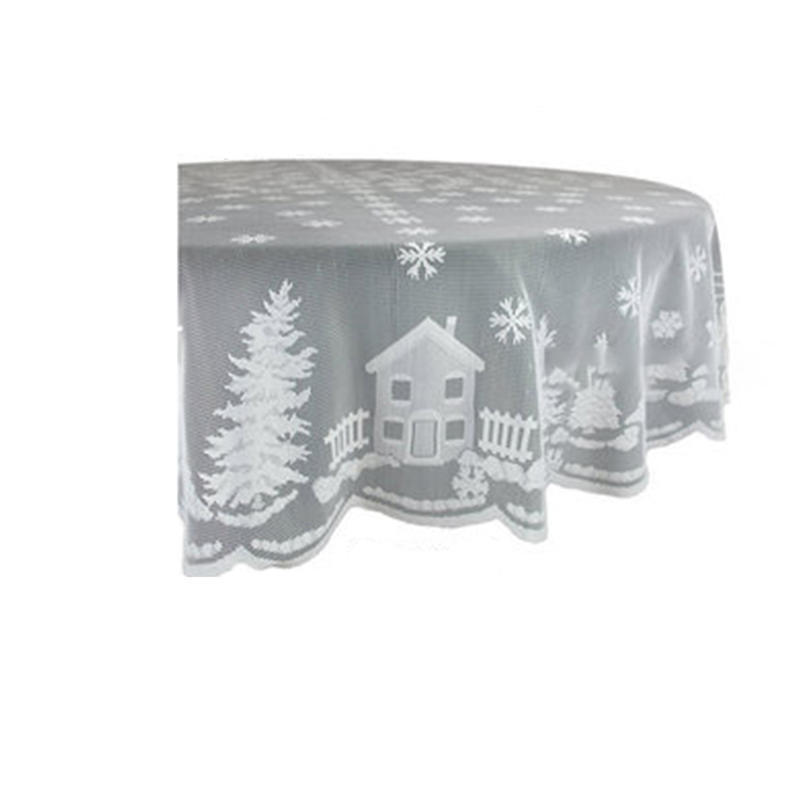 Christmas Snoaman Santa Elk Tablecloth Xmas Party House Lace Table Runner Holiday Decor