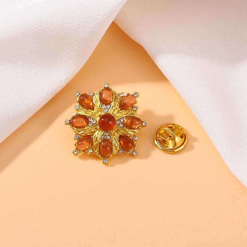 

Винтажная изысканная инкрустированная бриллиантами брошь-подсолнух, эмалевые значки для женщин и мужчин, ретро-классическая изысканная брошь