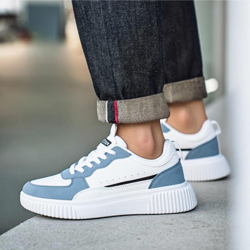 Fashion Leather Men Casual Shoes Lightweight Running Shoes Platform White Sneakers Outdoor Breathable Sport Shoes Shoes