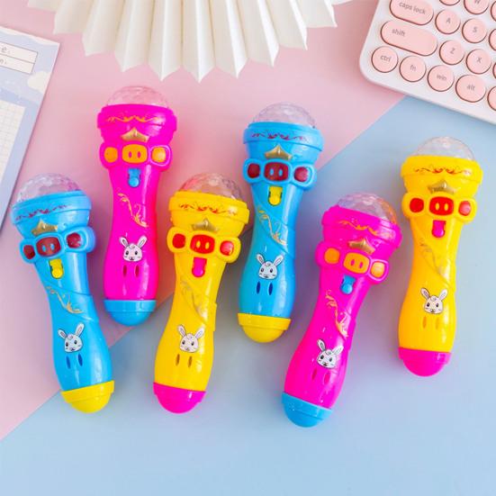 LED Microphone Toys Colorful Lights 3D Projection Glowing Luminous with Battery Entertainment Light Up Flashing Smooth Surface Kids Microphone Toy