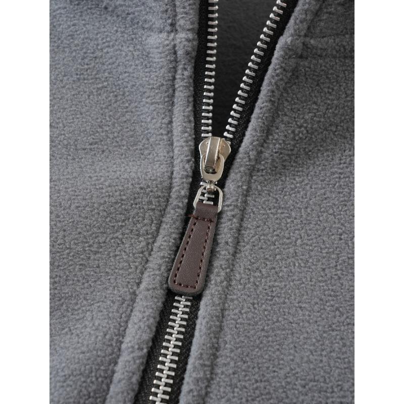 Men S Fleece Half Zip Solid Color Stand Collar Sweatshirt
