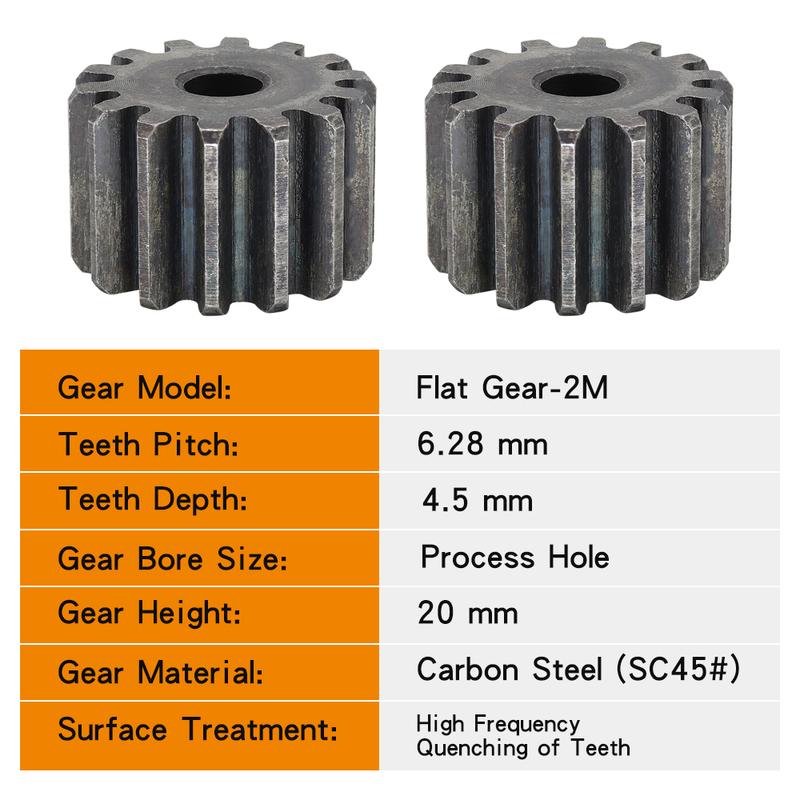 Flat Gear 2M-10/11/12/13/14/15/16/17/18/19/20T SC45# Carbon Steel Cylindrical Gear Height 20 mm High Frequency Quenching Teeth