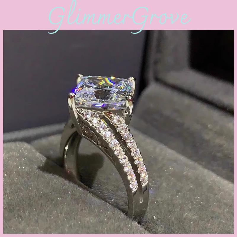 Exquisite Geometric Style Copper Ring For Women With Full Diamond Inlay Fashion Statement