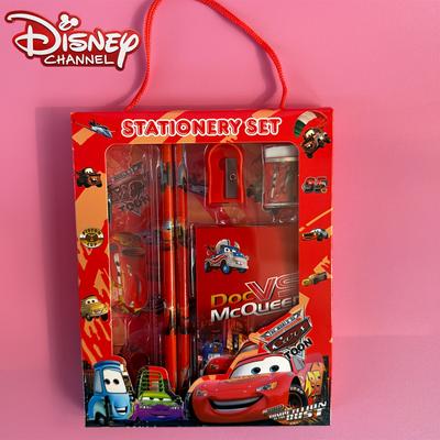 6 Piece Disney Cars Stationery Gift Set Including Pencils, Notebook, Sharpener, Eraser and Ruler, Student Incentive Gift