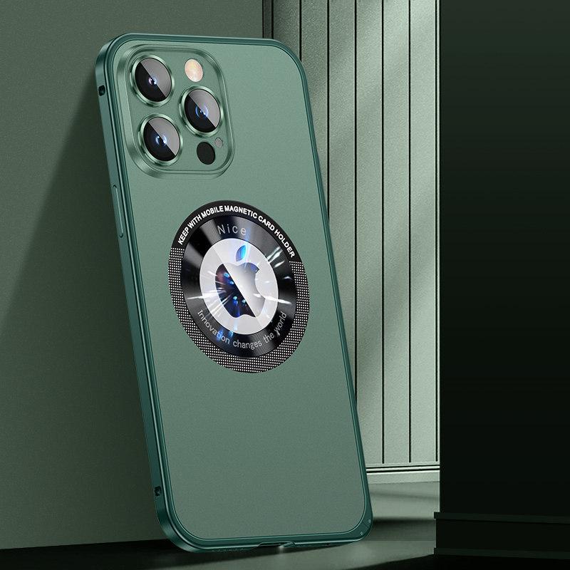 Luxury Spring Buckle Frosted Metal Bezel Magnetic Suction Wireless Charging Phone Case Suitable for iPhone 14 13 12 Pro Max Fall Protection Cover