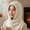Thick Yarn Winter Balaclava Hat Ear Protection Integrated Scarf Cap Cute Knit Hood  Skiing Trip