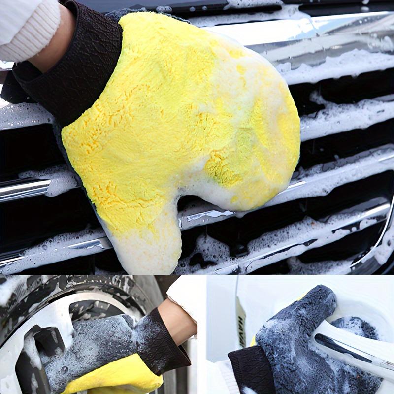 Double-Sided Microfiber Car Wash Glove High Absorption Ultra Soft Non-Scratch for Vehicle Cleaning Tools All Season Use
