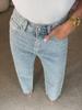 Women's Full Diamond Washed High-Waisted Straight-Leg Denim Pants