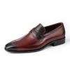 Fashion Wholesales Leather Casual Men Shoes Genuine Cowhide Slip On Fashion Luxury Handmade Business Formal Dress Office Shoe Wine Red