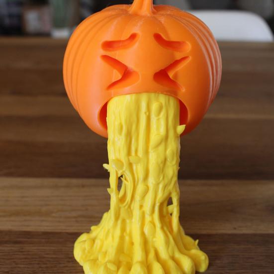 Halloween Puke Pumpkin Figurine Hilarious 3D Printed Vomiting Pumpkin Statue for Halloween Tabletop Bookshelf Decor