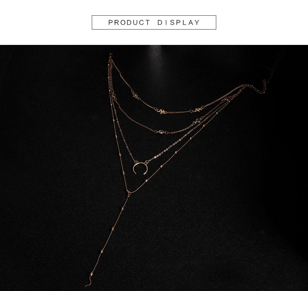 Specially For Bohemian Wind Moon Pendant Multi-Layer Handmade Necklace Set, Supply Four-Layer Models