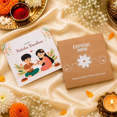 Rakhi For Brother - Set of 2 With Greeting Card for Bhaiya Traditional Pendant For Raksha Bandhan Designer Rakhi Thread for Bhaiya (Design 1)