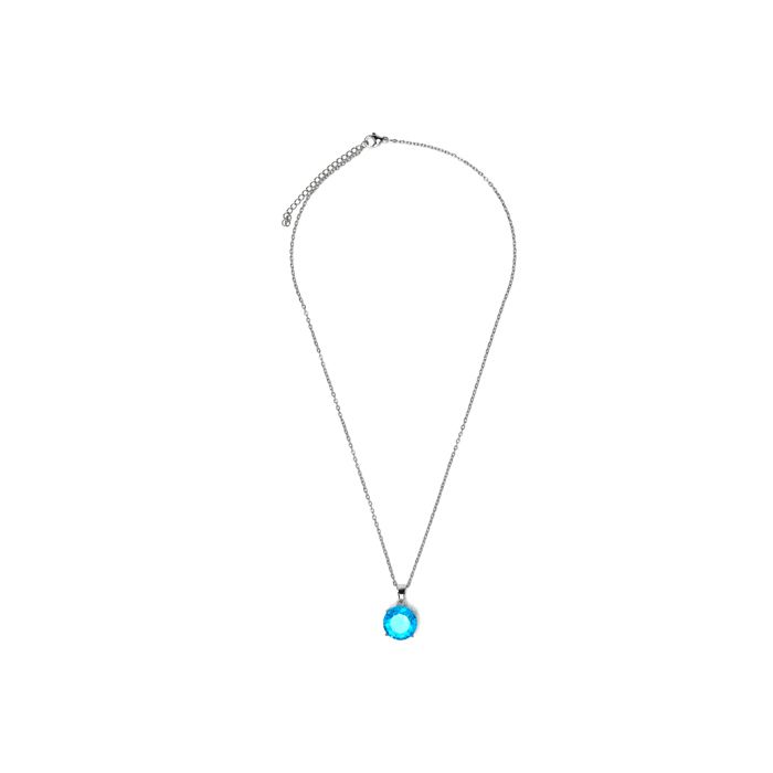Collier - LUXENTER - Ankru (Africa Fantasia) - Zircone topaze bleue - Finition rhodium argent - Pendentif 14 mm, 42+3 cm