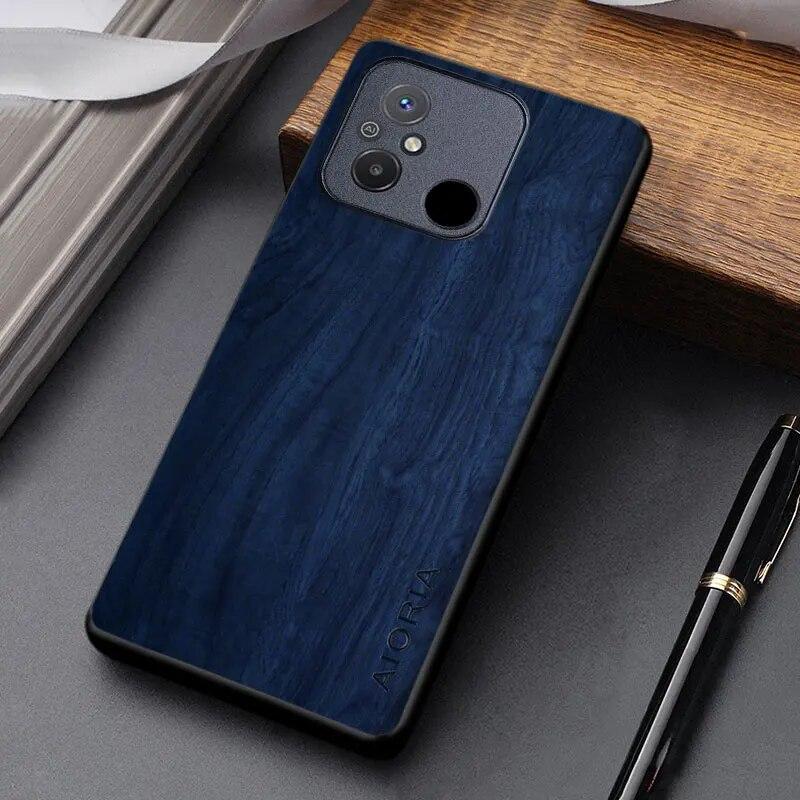 Pouzdro s dřevěným vzorem pro Redmi 12C coque jednoduchý unikátní design lehký kryt z PU kůže pro xiaomi redmi 12c pouzdro funda