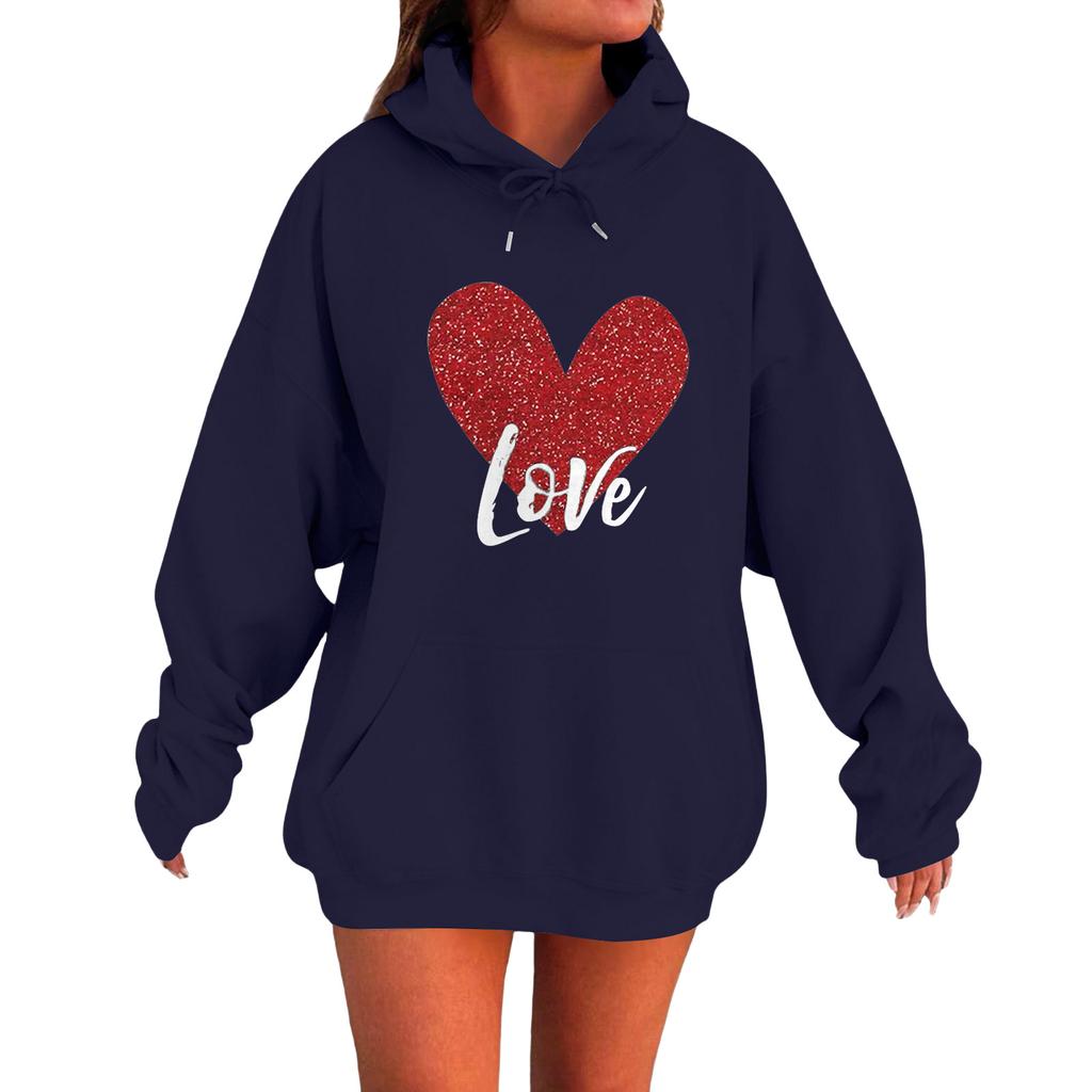 Damen Locker Bequem Lässig Modisch Liebe Aufdruck Langarm Sweatshirt