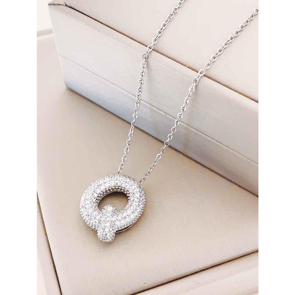 Necklace Female English Alphabet Necklace Female Hip Hop Full Zircon Delicate Clavicle Chain Personality Necklace